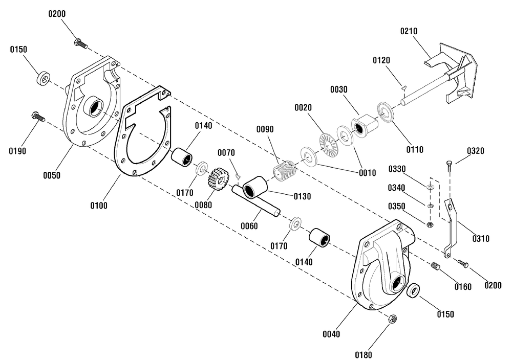 Gear Case Assembly (1738605) Diagram and Parts List for 1695752-18-2847-30 2009 Briggs and Stratton Snow Blower